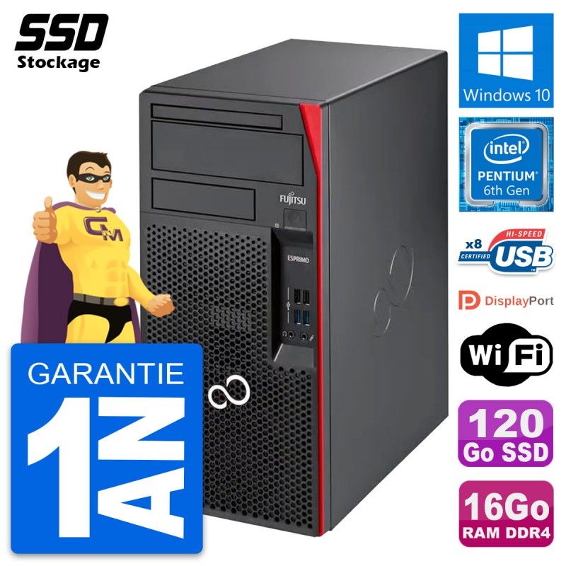 Fujitsu Esprimo P557 MT Desktop PC - Intel Pentium G4400, 16GB RAM, 120GB SSD, Windows 10, WiFi