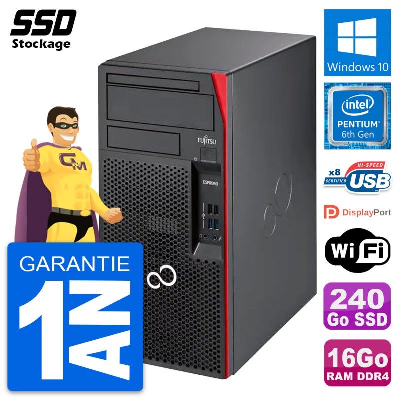 Fujitsu Esprimo P557 MT - Intel Pentium G4400, 16GB RAM, 240GB SSD, Windows 10, WiFi