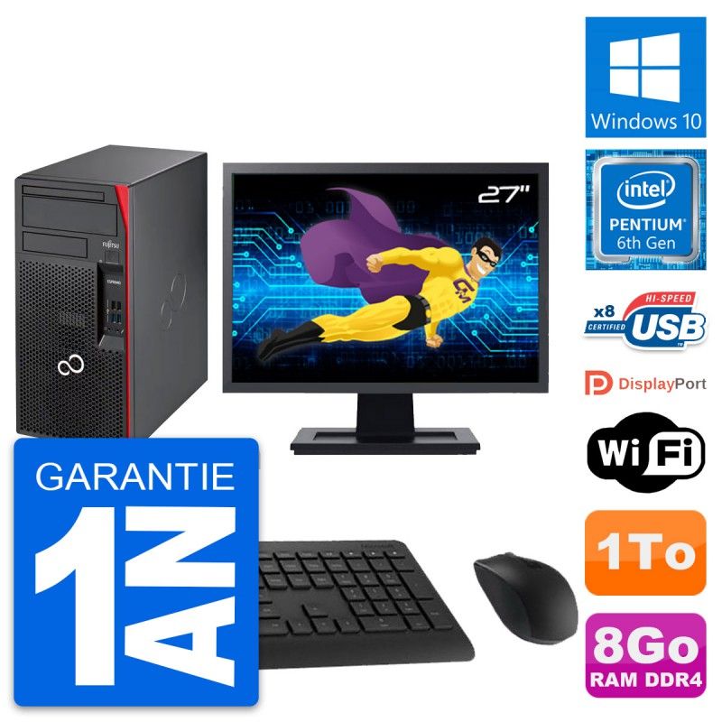 Fujitsu P557 MT Desktop Computer - 27" Screen, Intel G4400, 8GB RAM, 1TB Storage, Windows 10, Wifi