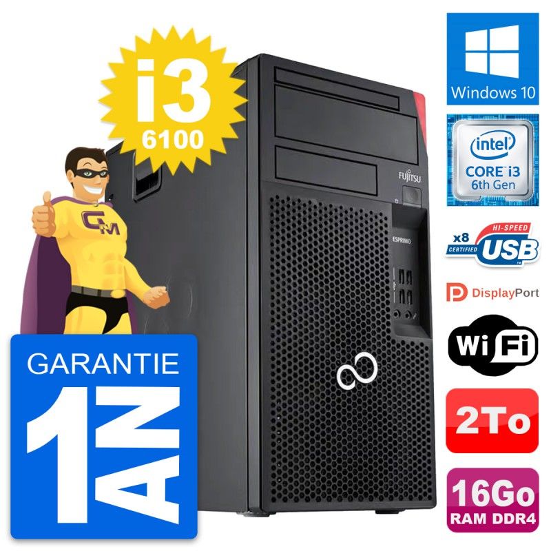 Fujitsu Esprimo P557 MT Core i3-6100 16GB 2TB Windows 10 WiFi Desktop Computer