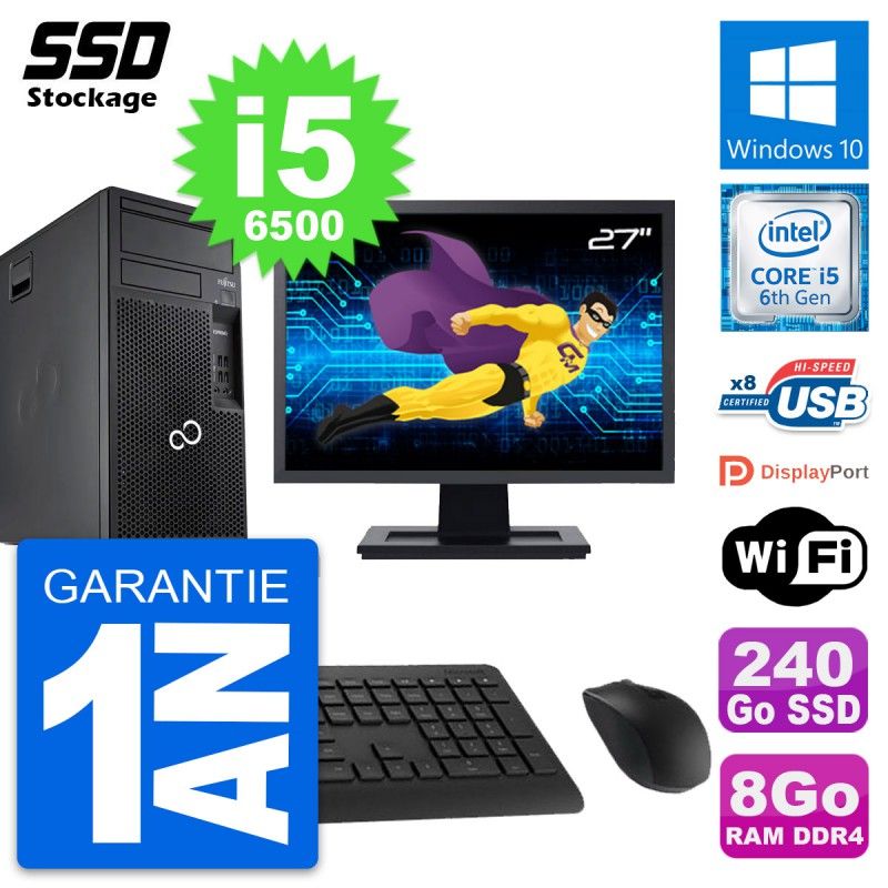 Fujitsu P557 MT 27" All-in-One PC - Core i5, 8GB RAM, 240GB SSD, Windows 10, WiFi