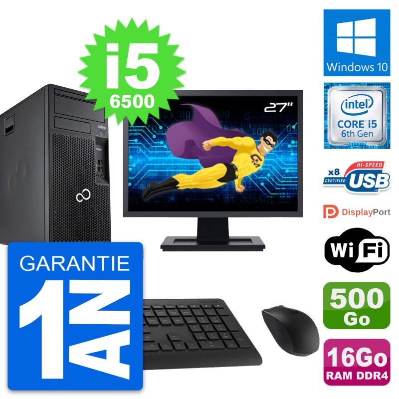 Fujitsu P557 MT 27-inch PC - i5, 16GB RAM, 500GB HDD, Windows 10, WiFi