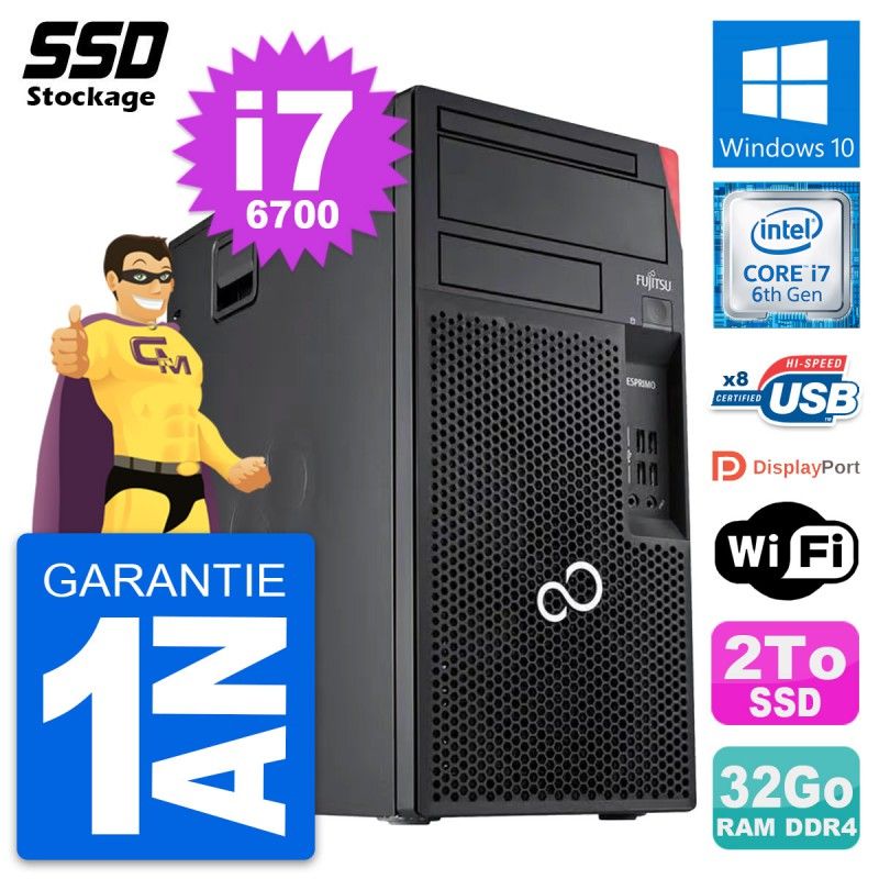 Fujitsu Esprimo P557 MT Desktop PC - Intel i7-6700, 32GB RAM, 2TB SSD, Windows 10, WiFi