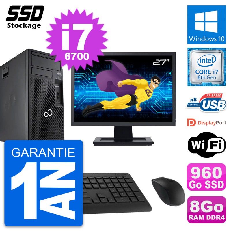 Fujitsu P557 MT 27-Inch PC - Core i7, 8GB RAM, 960GB SSD, Windows 10, WiFi