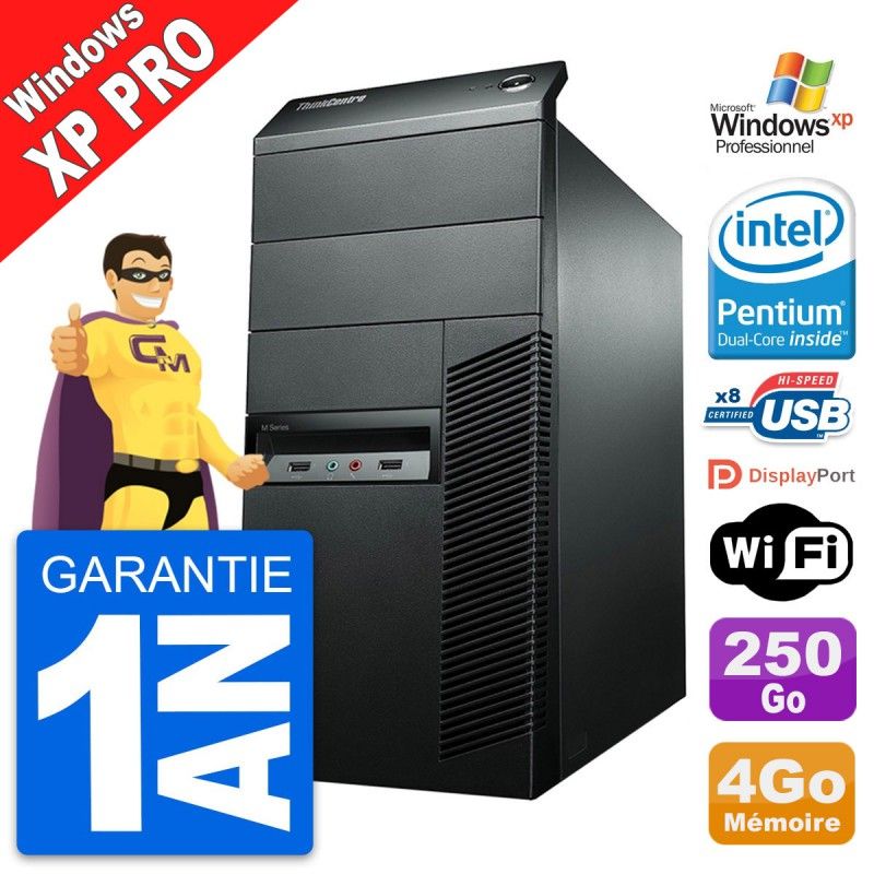 Lenovo ThinkCentre M92p Desktop PC - Intel G2020, 4GB RAM, 250GB HDD, Windows XP Pro