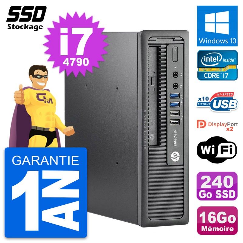 HP EliteDesk 800 G1 Mini PC - Core i7, 16GB RAM, 240GB SSD, Windows 10, WiFi