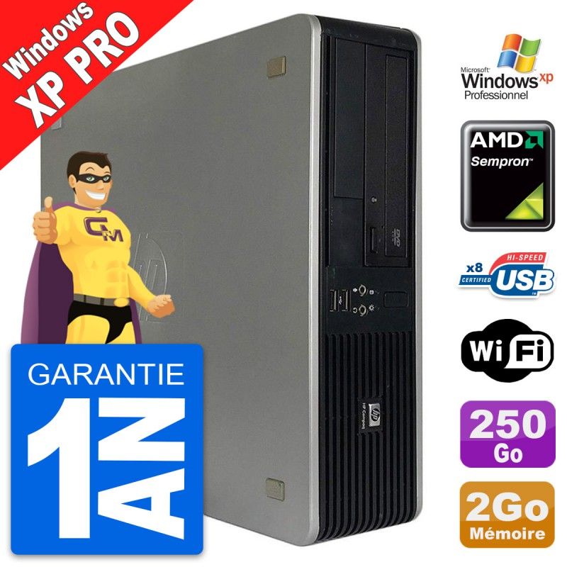 HP Compaq DC5850 SFF Desktop PC - AMD Sempron 1.6GHz, 2GB RAM, 250GB HDD, Windows XP Pro