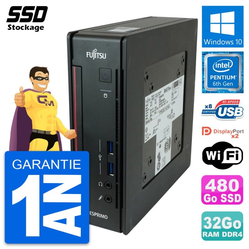 Fujitsu Esprimo Q956 Mini PC - Pentium G4400T, 32GB RAM, 480GB SSD, Windows 10, WiFi