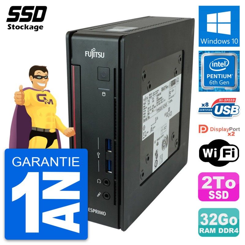 Fujitsu Esprimo Q956 Mini PC - Pentium G4400T, 32GB RAM, 2TB SSD, Windows 10, WiFi