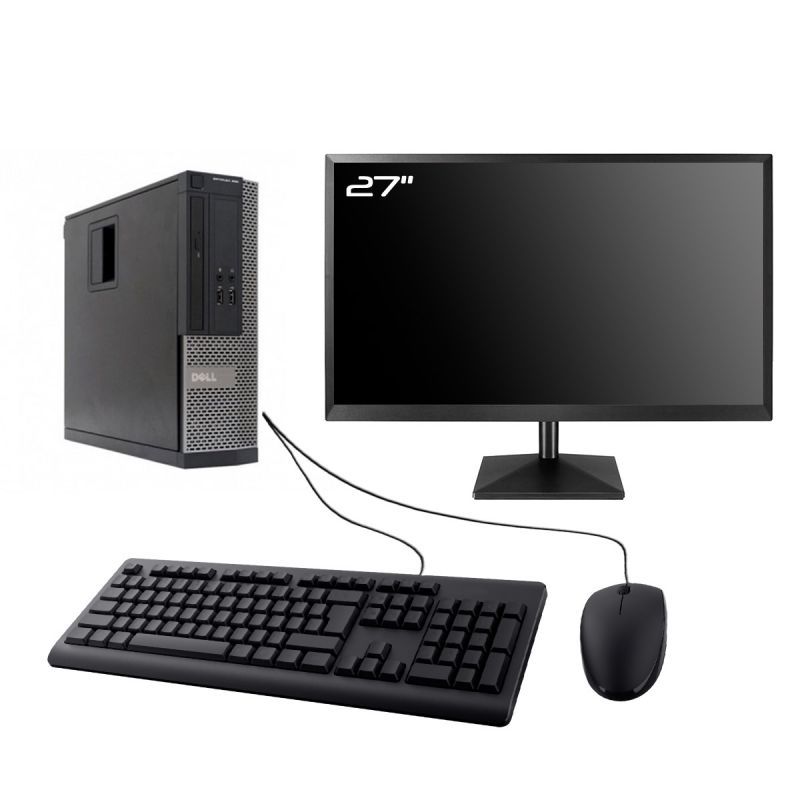 Dell Optiplex 390 SFF Computer, 27" Screen, Intel i5-2400, 16GB RAM, 500GB HDD, Windows 10, WiFi