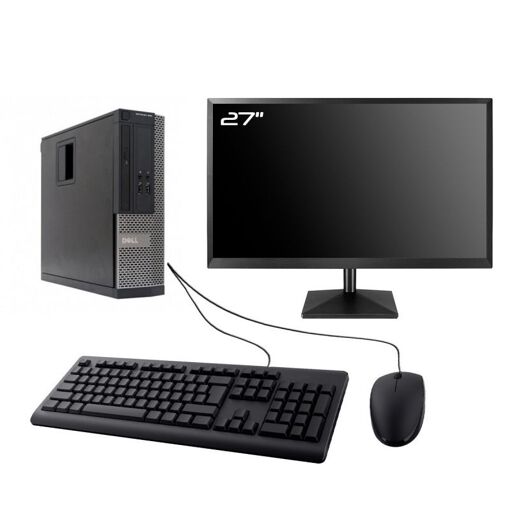 Computadora Dell Optiplex 390 SFF, pantalla de 27', procesador Intel i5-2400, 16 GB de RAM, SSD de 480 GB, Windows 10