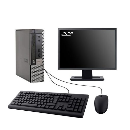 PC de escritorio Dell Optiplex 990 USFF - Pantalla de 22', Intel i3-2100, 8 GB de RAM, 500 GB HDD, Windows 10 con WiFi