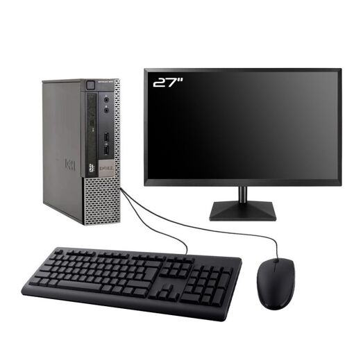 Computadora Dell Optiplex 990 USFF, pantalla de 27", procesador Intel i7-2600, 16 GB de RAM, SSD de 480 GB, Windows 10, WiFi