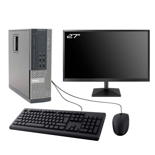 Dell Optiplex 7010 SFF Desktop Computer, 27" Screen, Intel i3-3220, 16GB RAM, 240GB SSD, Windows 10, WiFi