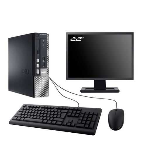 PC de escritorio Dell Optiplex 7010 USFF - Pantalla de 22', Procesador Intel i7-3770, 16 GB RAM, SSD de 480 GB, Windows 10