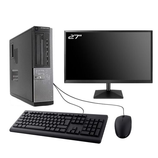 PC de escritorio Dell Optiplex 9010 DT - Pantalla de 27", Procesador Intel i7-3770, 8 GB de RAM, 480 GB SSD, Windows 10 con WiFi