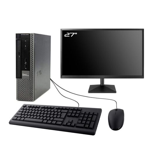 Computadora Dell Optiplex 9010 USFF, Pantalla de 27", Procesador Intel I3-3220, 16 GB de RAM, 960 GB SSD, Windows 10, WiFi