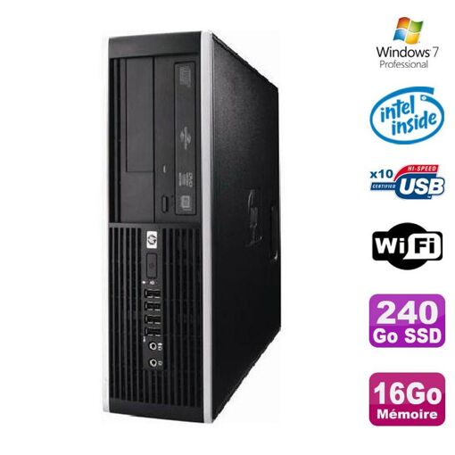 PC HP Elite 6000 Pro SFF con procesador Intel E5400, 16 GB de RAM, SSD de 240 GB, WiFi, Windows 7 Profesional