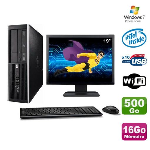 PC de escritorio HP Elite 6000 Pro SFF - Procesador Intel E5400 2.7 GHz, 16 GB de RAM, 500 GB HDD, WiFi, Windows 7