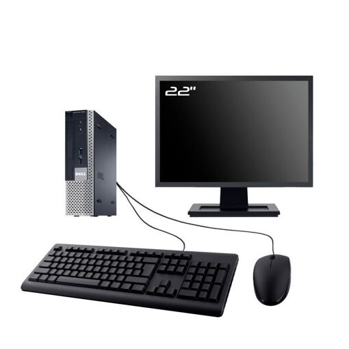 Dell Optiplex 9020 USFF Computer, 22" Screen, Intel i3-4130, 16GB RAM, 480GB SSD, Windows 10, WiFi