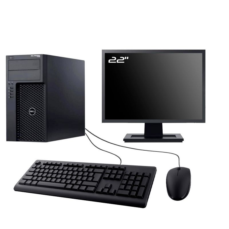 Dell Precision T1700 MT Desktop Computer - 22" Screen, Intel i3-4130, 8GB RAM, 480GB SSD, Windows 11