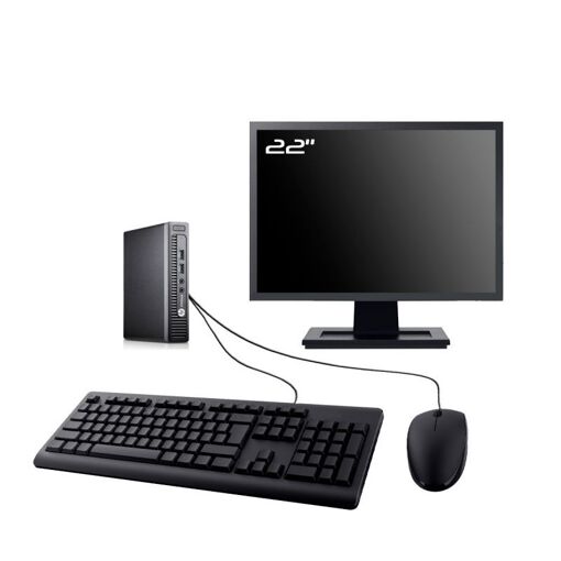 PC HP EliteDesk 705 G3 Mini con Pantalla de 22', Procesador AMD A6-8570E, 32GB de RAM, 500GB HDD, Windows 10