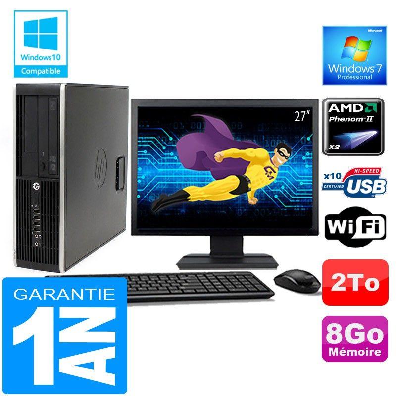 HP Compaq 6005 Pro SFF Desktop PC - AMD Phenom II, 8GB RAM, 2TB HDD, WiFi, Windows 7 Pro
