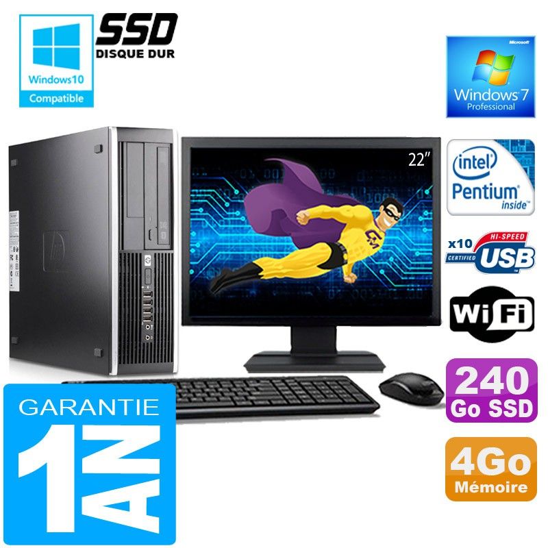 HP Compaq 6000 Pro SFF PC - Intel E6300, 4GB RAM, 240GB SSD, WiFi