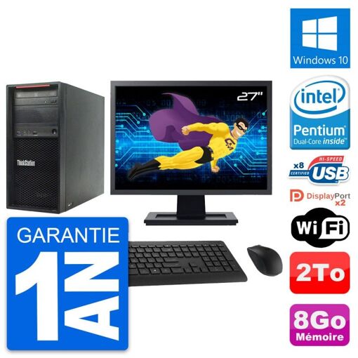 Computadora de escritorio Lenovo P300 - Procesador Intel Pentium G3220, 8 GB de RAM, Disco duro de 2 TB, Windows 10, WiFi
