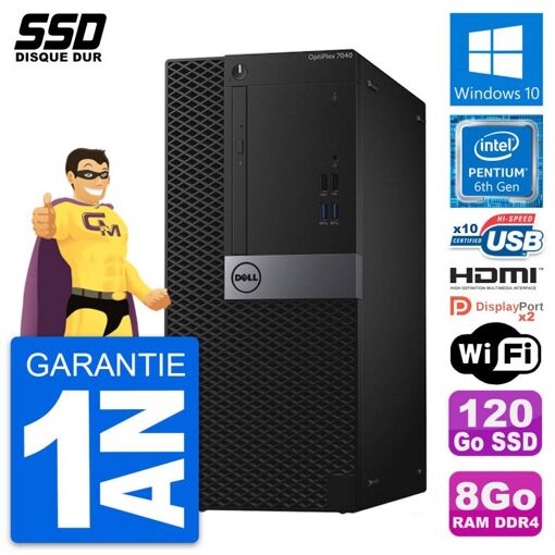 PC de escritorio Dell OptiPlex 7040 - Procesador Intel Pentium G4400, 8GB de RAM, 120GB SSD, HDMI, WiFi, Windows 10