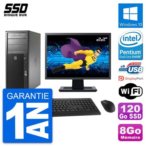 Estación de trabajo HP Z210 - 8GB RAM, 120GB SSD, pantalla de 22', Windows 10