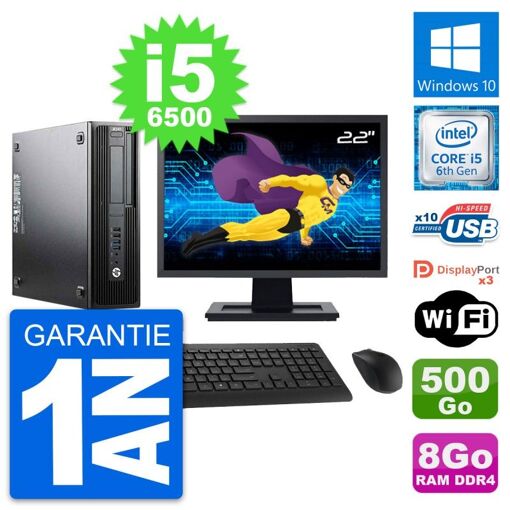Computadora de escritorio HP Z240 SFF - Pantalla de 22", Procesador Intel Core i5-6500, 8 GB RAM, 500 GB HDD, Windows 10, Wifi