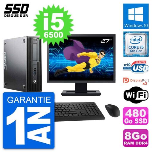 Computadora de escritorio HP WorkStation Z240 SFF - Pantalla de 27", procesador i5-6500, 8 GB de RAM, 480 GB SSD, Windows 10, WiFi