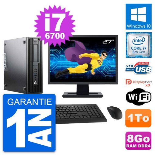 Estación de trabajo HP Z240 SFF - Pantalla de 27', i7-6700, 8GB RAM, 1TB HDD, Windows 10, WiFi