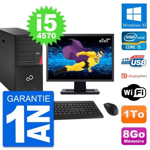 Torre Fujitsu P920 - Pantalla de 22 pulgadas, Intel i5-4570, 8 GB de RAM, 1 TB HDD, Windows 10, WiFi
