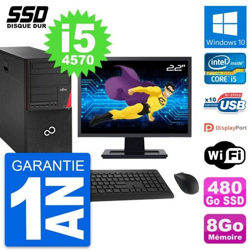 Torre Fujitsu P920 - Pantalla de 22', Intel i5-4570, 8GB de RAM, SSD de 480GB, Windows 10, WiFi