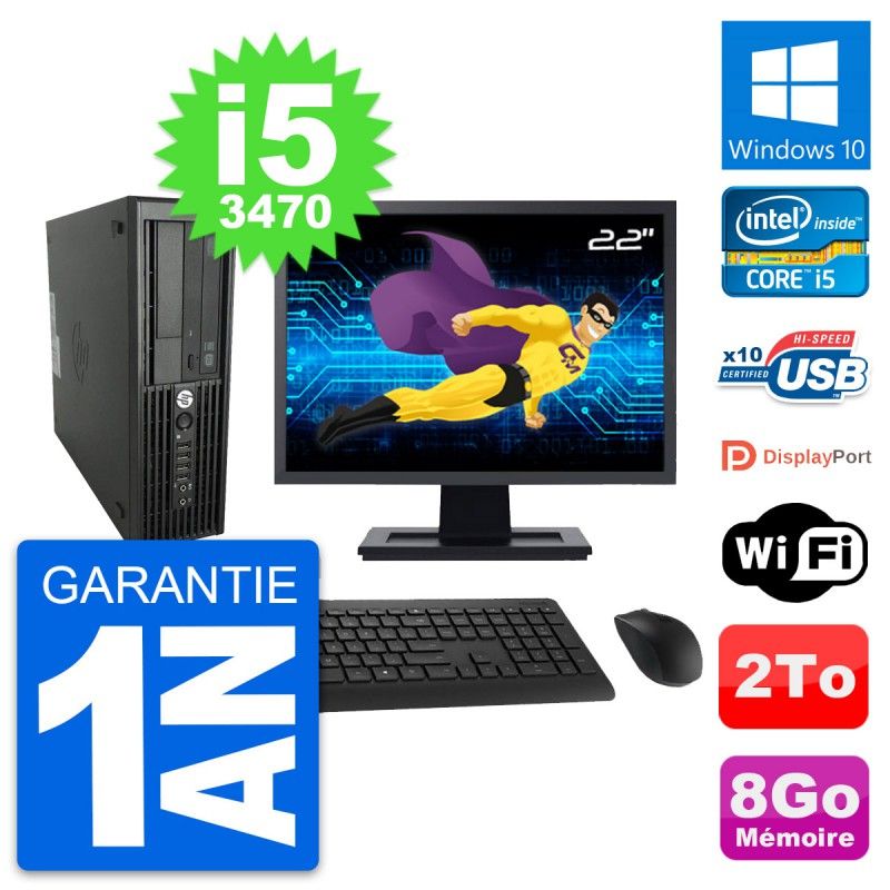 HP WorkStation Z220 SFF Computer - 22" Screen, i5-3470, 8GB RAM, 2TB Hard Drive, Windows 10, Wifi