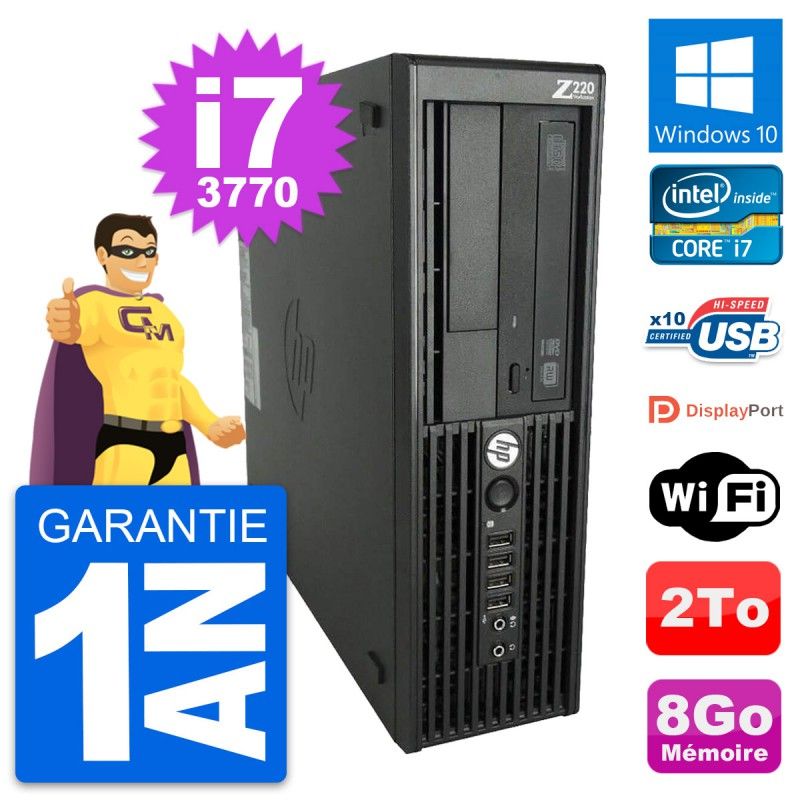 HP WorkStation Z220 SFF Core i7-3770 8GB RAM 2TB HDD Windows 10 WiFi