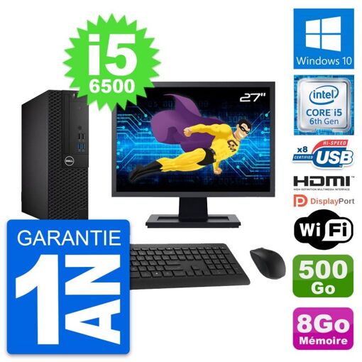 Computadora Dell OptiPlex 3050 SFF - Pantalla de 27", i5-6500, 8GB de RAM, 500GB HDD, HDMI, WiFi