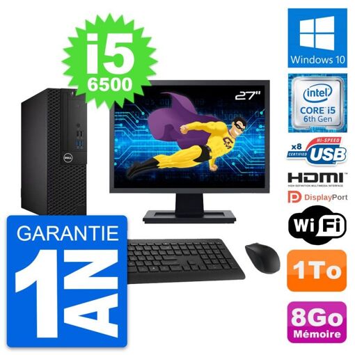 Computadora Dell OptiPlex 3050 SFF - Pantalla de 27", Intel i5-6500, 8 GB de RAM, 1 TB HDD, HDMI, WiFi