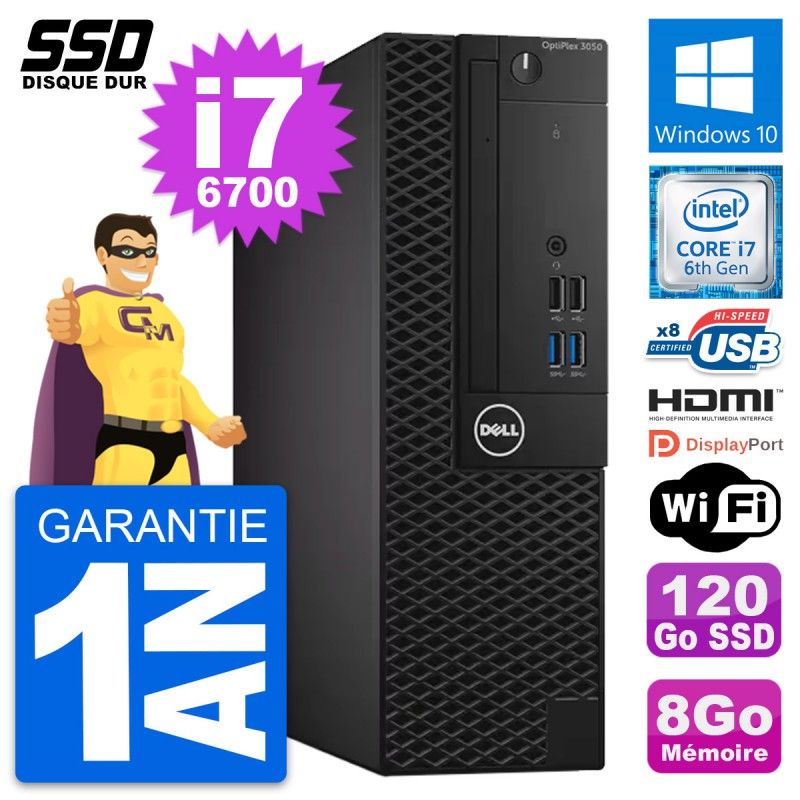 Dell OptiPlex 3050 SFF - Core i7-6700, 8GB RAM, 120GB SSD, HDMI, WiFi