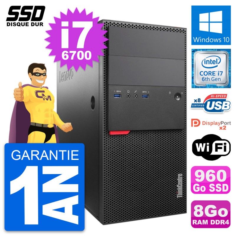 Lenovo ThinkCentre M800 Desktop Computer - Intel i7-6700, 8GB RAM, 960GB SSD, Windows 10, WiFi