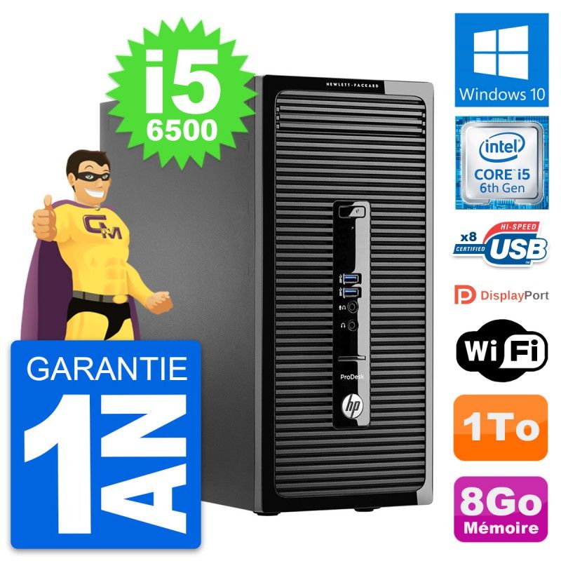 HP ProDesk 400 G3 MT Desktop PC - Intel i5-6500, 8GB RAM, 1TB HDD, Windows 10, WiFi