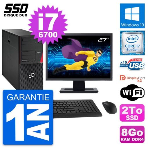 Torre Fujitsu Esprimo P756 - Pantalla de 27', Intel Core i7-6700, 8 GB de RAM, 2 TB SSD, Windows 10, WiFi