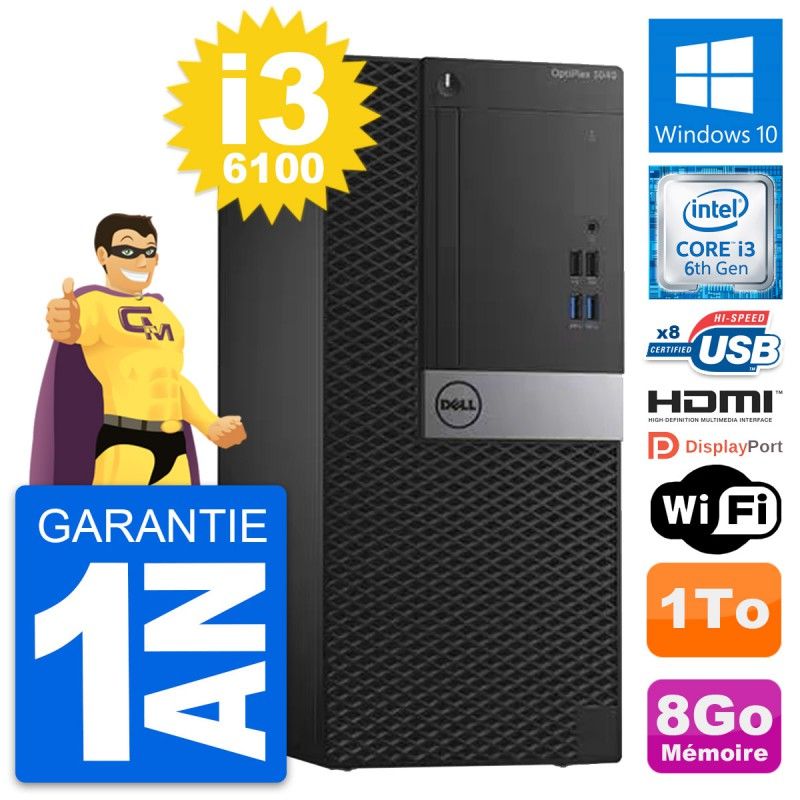 Dell OptiPlex 3040 Desktop PC - Intel i3-6100, 8GB RAM, 1TB HDD, Windows 10