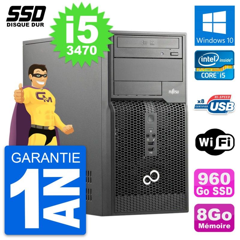Fujitsu Esprimo P510 MT Desktop Computer - Intel i5-3470, 8GB RAM, 960GB SSD, Windows 10, WiFi