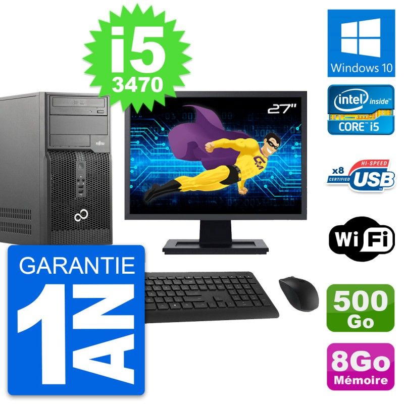 Fujitsu P510 27-Inch PC - Core i5, 8GB RAM, 500GB HDD, Windows 10, WiFi