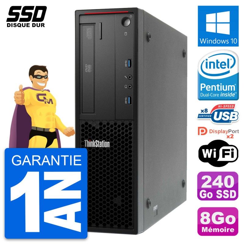 PC de escritorio Lenovo ThinkStation P300 SFF - Procesador Intel G3220, 8GB de RAM, 240GB SSD, Windows 10, Wifi
