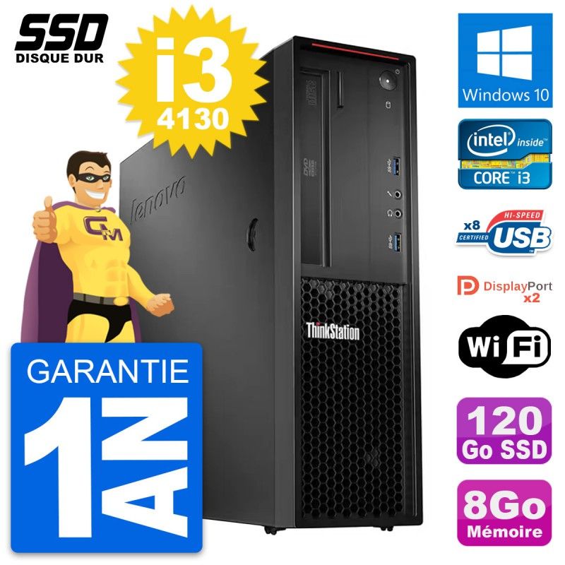 Lenovo ThinkStation P300 SFF Desktop - Intel i3-4130, 8GB RAM, 120GB SSD, Windows 10, WiFi