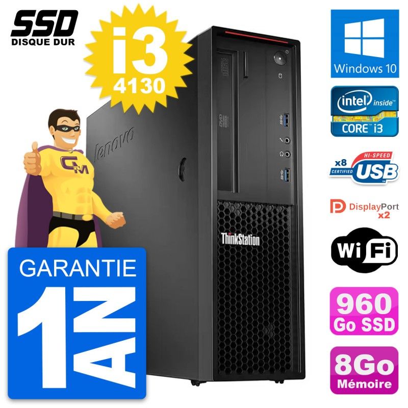 Lenovo ThinkStation P300 SFF Desktop - Intel i3-4130, 8GB RAM, 960GB SSD, Windows 10, WiFi